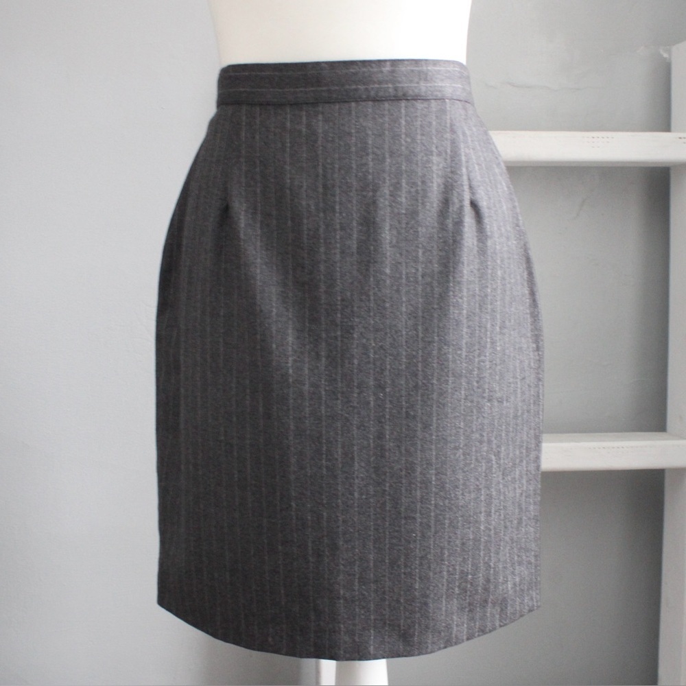 Kors Michael Kors Vintage Gray Pinstripe Wool Pencil Skirt Made In Italy Size 6